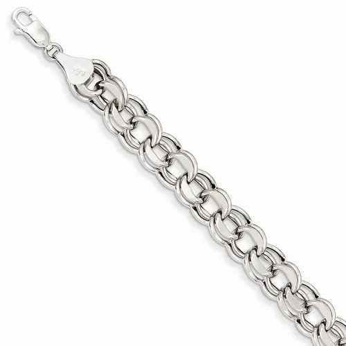 Personalized Chamm Bracelets14K White Gold Lite Double Link Charm Bracelet