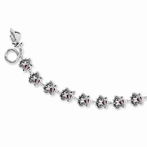 Luxury Chamm BraceletsStainless Steel Love Kills Slowly with Red Cz Charm Bracelet