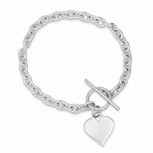 Chamm Bracelets for menSterling Silver Heart Toggle Bracelet