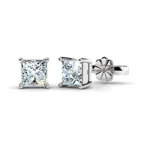 Two - Tone Gold and Silver Plated Clover Stud Earrings for a Lucky and Stylish SymbolEnchanting 0.50CT Princess Cut Diamond Stud Earrings in 14KT White Gold