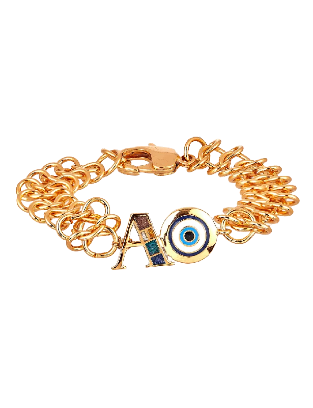 Chamm Bracelets for meditationPersonalised Unisex Infini Protego Infinity Chain Link Bracelet - Gold