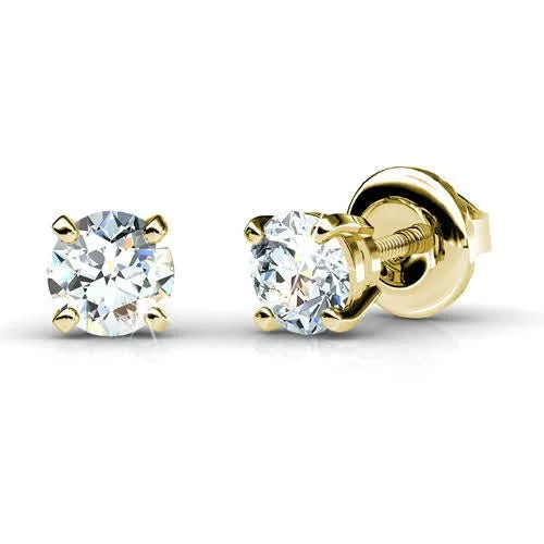 Matte - Finish Titanium Hexagon Stud Earrings for a Sleek and Contemporary StylePrestige 0.50CT Round Cut Diamond Stud Earrings in 14KT Yellow Gold