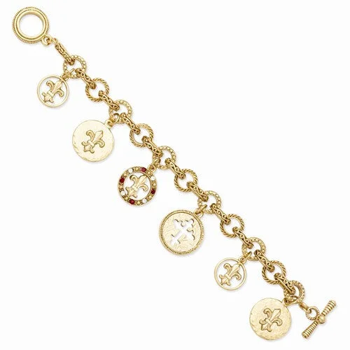 Custom Chamm BraceletsGold-Tone Blessed Flower Of The Lily Charm Bracelet