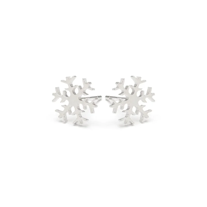 Rhinestone - Embellished Crown - Shaped Stud Earrings for a Princess - Inspired Look925 Sterling Silver Snowflake Earrings