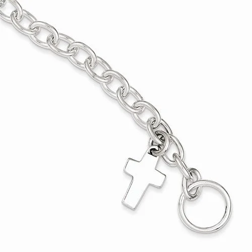 Chamm Bracelets for womenSterling Silver Dangling Cross Charm Bracelet