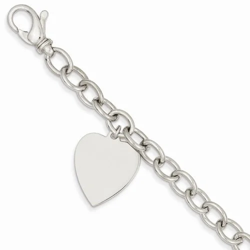 Chamm Bracelets for spiritual healing14K White Gold Link with Heart Charm Bracelet