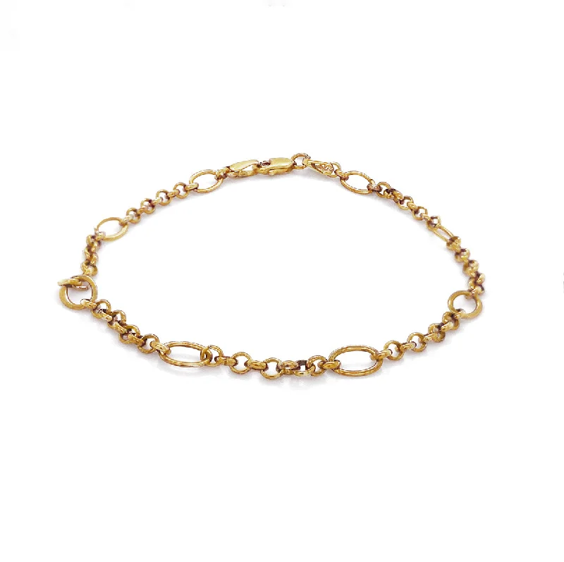 Bangle Sets with Mix - and - Match Patterns for a Versatile Accessory9K Yellow Gold Oval Figaro Chain Bracelet 7.5"