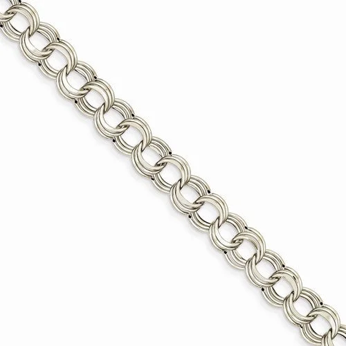 Handmade Chamm Bracelets14K White Gold Lite Triple Link Charm Bracelet