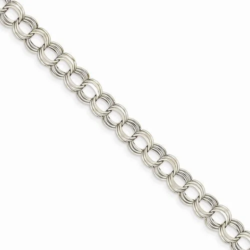 Affordable Chamm Bracelets14K White Gold Lite Triple Link Charm Bracelet