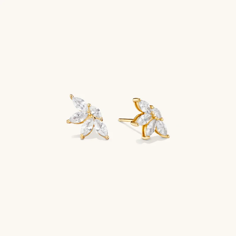 Matte - Finish Titanium Hexagon Stud Earrings for a Sleek and Contemporary StyleNavette Gemstone Studs In Gold