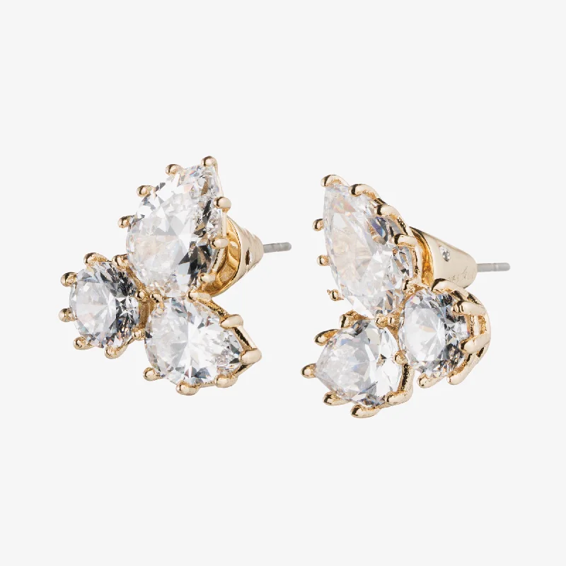 Cubic Zirconia - Encrusted Flower Stud Earrings in Pink for a Girly and Glamorous AccessoryESTATE CLUSTER STUDS