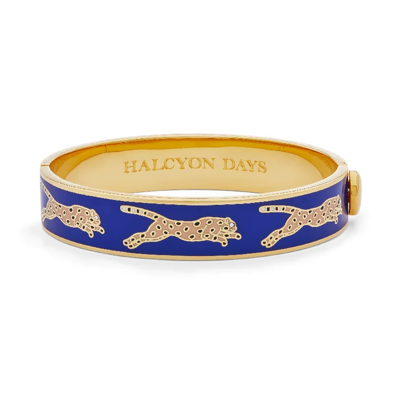 Unisex Bangle Bracelets with Abstract Artwork for a Unique StatementLeopard Cobalt & Gold Bangle