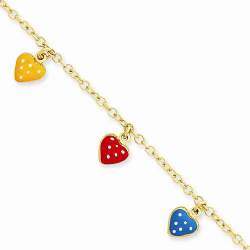 Chamm Bracelets for gift ideas14K Yellow Gold Enameled Heart Adjustable Child Bracelet