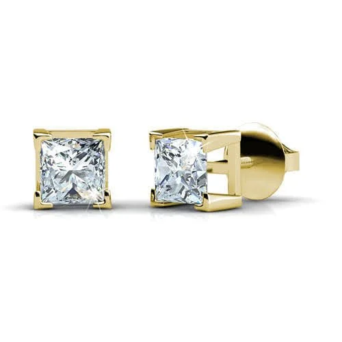 Hypoallergenic Sterling Silver Star - Studded Stud Earrings for Sensitive EarsCool 0.80CT Princess Cut Diamond Stud Earrings in 14KT Yellow Gold