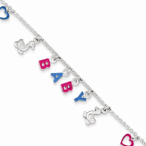 Chamm Bracelets for gift ideasSterling Silver Adjustable Enameled Baby Charm Bracelet