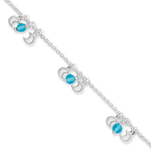 Affordable Chamm BraceletsSterling Silver Blue Crystal with Moon Bracelet