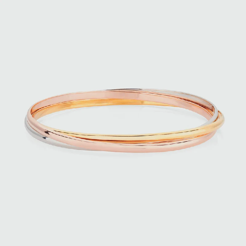 Bangle Bracelets with Adjustable Screw - Closures for a Secure FitKnightsbridge Three Colour Gold Vermeil Russian Wedding Bangle