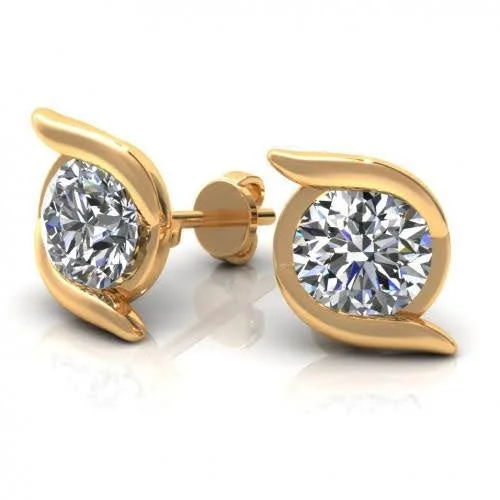 Matte - Finish Titanium Hexagon Stud Earrings for a Sleek and Contemporary StyleCaptivating 0.25CT Round Cut Diamond Stud Earrings in 14KT Yellow Gold