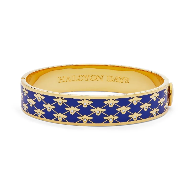 Leather - Wrapped Bangles with Studded Details for a Rock - Chic VibeBee Sparkle Trellis Cobalt & Gold Bangle