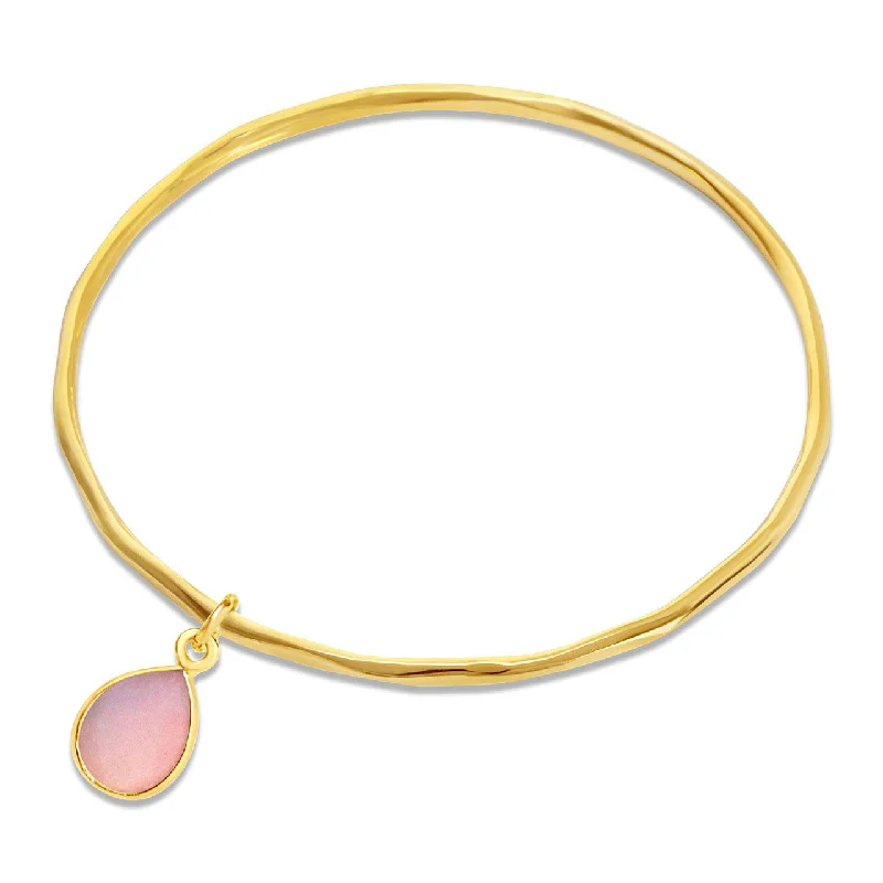 Chamm Bracelets for couplesPink Opal Charm Bangle | Gold - October