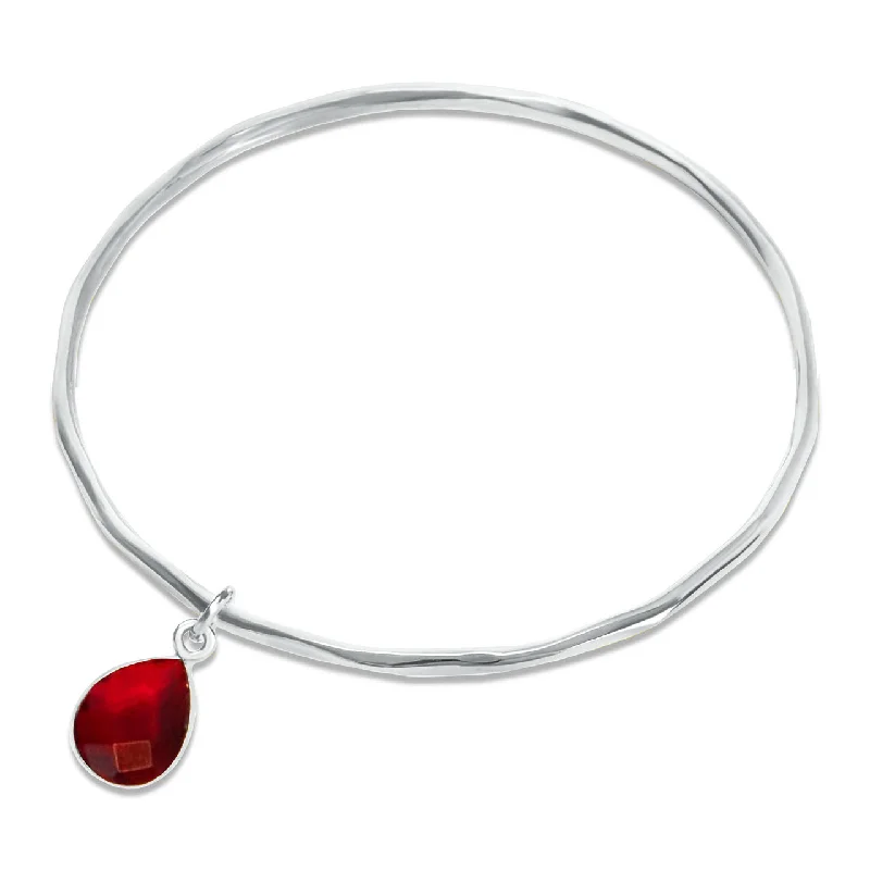 Chamm Bracelets for festivalsGarnet Charm Bangle Silver | January