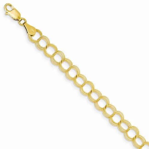 Custom Chamm Bracelets14K Yellow Gold Solid Triple Link Charm Bracelet