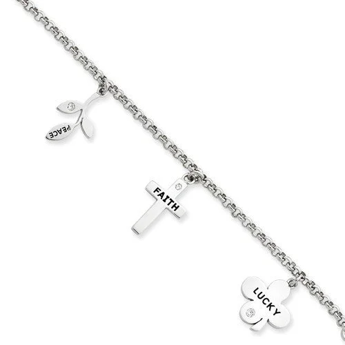 Chamm Bracelets for menSterling Silver Cz Inspiration Charm Bracelet