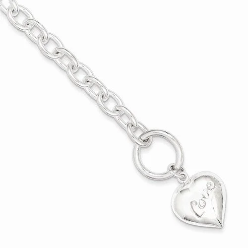 Chamm Bracelets for spiritual healingSterling Silver Puffed Heart Charm