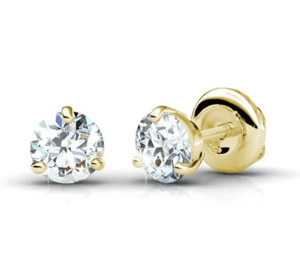 Laser - Engraved Initial Stud Earrings in Silver for a Personalized and Customized AccessoryNo risk 0.50CT Round Cut Diamond Stud Earrings in 14KT Yellow Gold