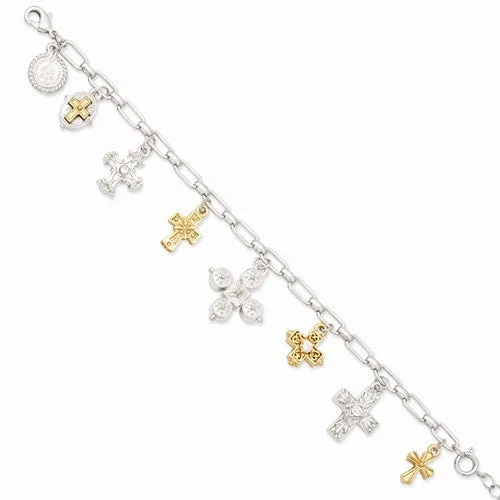 Chamm Bracelets with positive energyGold-Tone & Silver-Tone Seven Cross Charm Bracelet