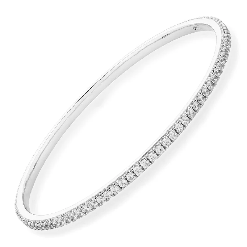 Bangle Sets with Mix - and - Match Patterns for a Versatile AccessoryRound Brilliant bangle with 2.85 carats* of diamond simulants in sterling silver