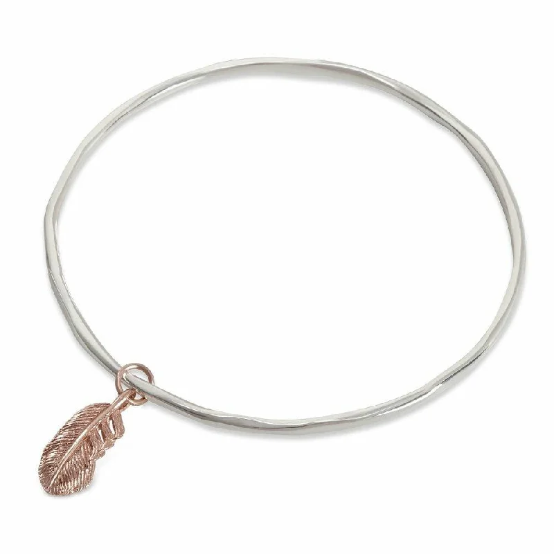 Chamm Bracelets for spiritual healingFeather Bangle | Silver - Rose Gold