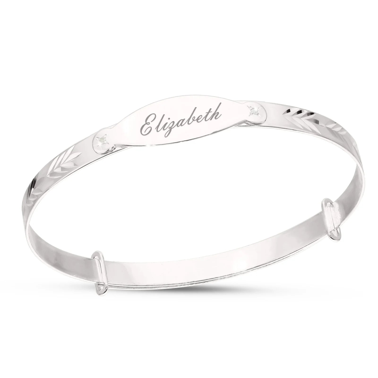 Bangle Sets with Mix - and - Match Patterns for a Versatile AccessoryChildren's Personalised Leaf Diamond Cut Bracelet for Kids (5+ Years)