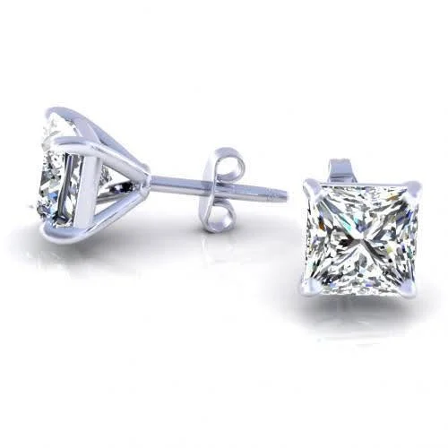 Rhinestone - Embellished Crown - Shaped Stud Earrings for a Princess - Inspired LookExtravagant 0.80CT Round Cut Diamond Stud Earrings in 14KT White Gold