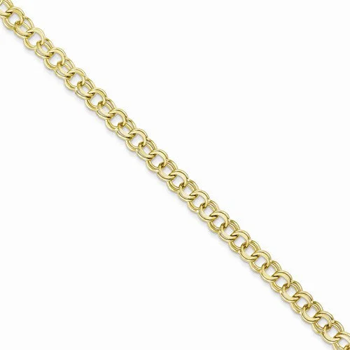 Chamm Bracelets for men10K Yellow Gold Solid Double Link Charm Bracelet