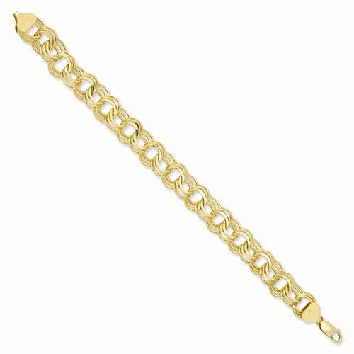 Handmade Chamm Bracelets14K Yellow Gold Triple Link Charm Bracelet