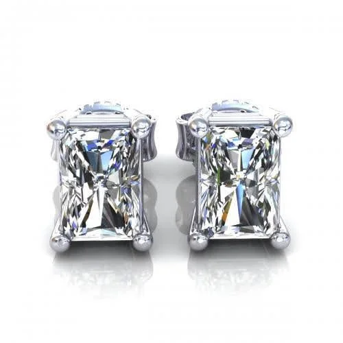 Matte - Finish Titanium Hexagon Stud Earrings for a Sleek and Contemporary StyleRadiant 0.50CT Radiant Cut Diamond Stud Earrings in 14KT White Gold