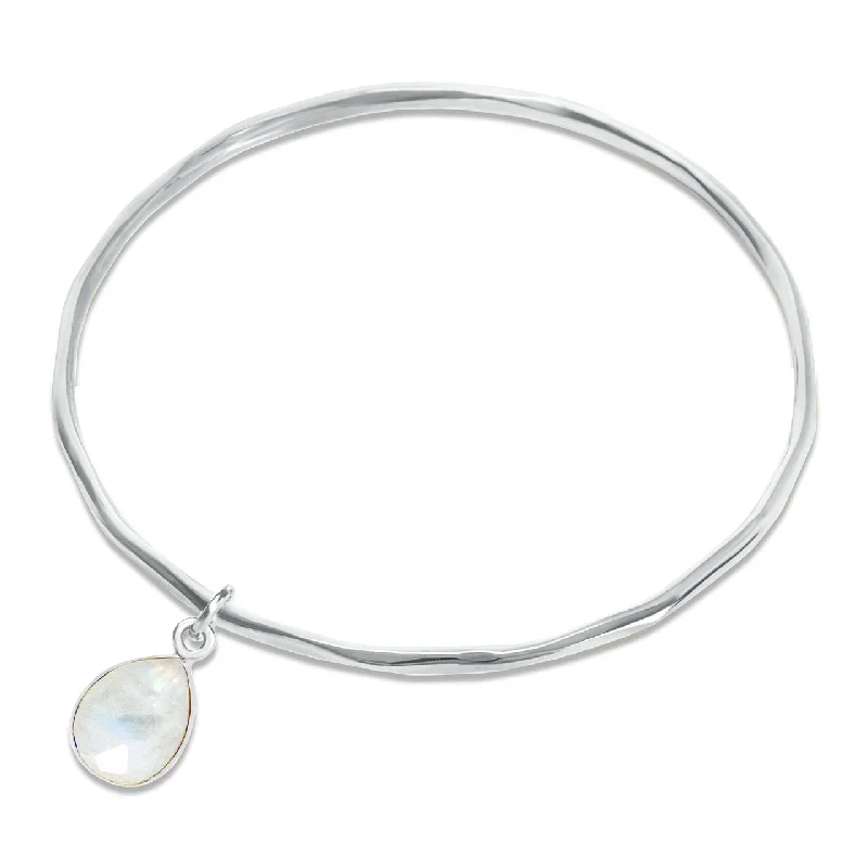 Chamm Bracelets for gift ideasWhite Quartz Charm Bangle | Silver - April