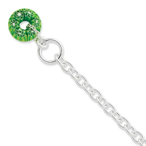 Chamm Bracelets with adjustable sizesSterling Silver Green Bead Charm