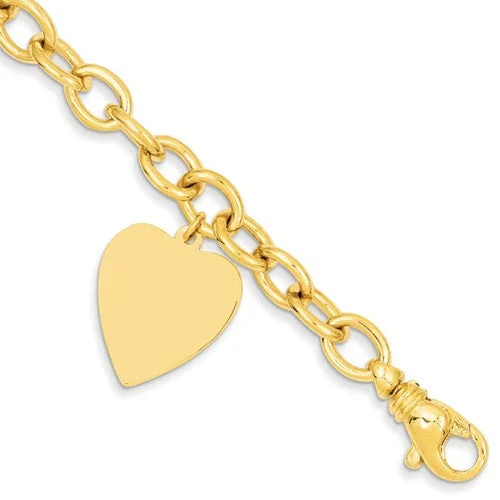 Chamm Bracelets for yoga lovers14K Yellow Gold Link with Heart Charm Bracelet