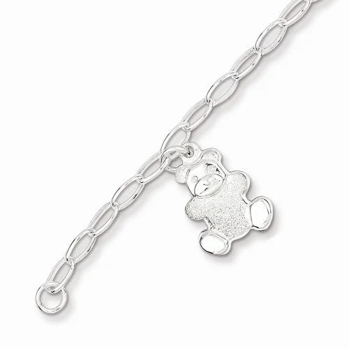 Personalized Chamm BraceletsSterling Silver Baby Bracelet with Dangling Silver Bear Bracelet