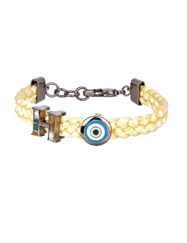 Chamm Bracelets for meditationPersonalised Unisex Infini Thread of Protego Bracelet - Daffodil Yellow and Gunmetal