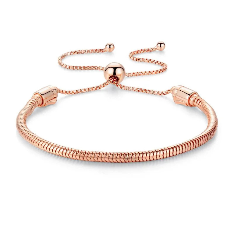 Chamm Bracelets with positive energyAdjustable Snake Chain Rose Gold over Bead Charm Bracelet