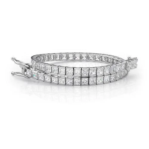 Plus Size Women's Wide Bangle Bracelets in Matte Finish for a Statement PiecePrincess Cut tennis bracelet with 10.26 carats* of diamond simulants in 10 carat white gold