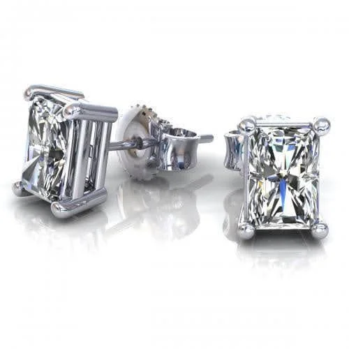 Laser - Engraved Initial Stud Earrings in Silver for a Personalized and Customized Accessory0.25-2.00 CT Radiant Cut Diamonds - Stud Earrings