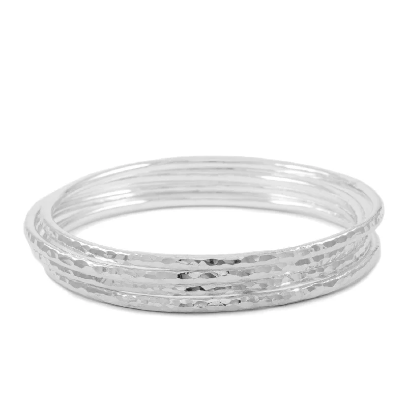 Stretch Bangle Bracelets with Elastic Cord for a Comfortable FitRiver Silver Bangles