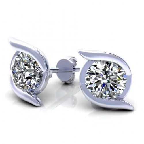 Hypoallergenic Sterling Silver Star - Studded Stud Earrings for Sensitive Ears0.25-2.00 CT Round Cut Diamonds - Stud Earrings