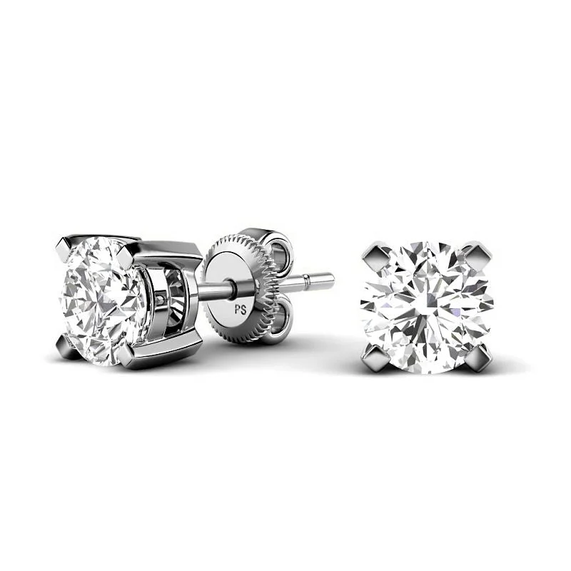 Men's Stainless Steel Skull Stud Earrings with Black Enamel for an Edgy and Rock - Inspired Style0.30CT Round Cut Lab Grown Diamonds - Stud Earrings in Silver