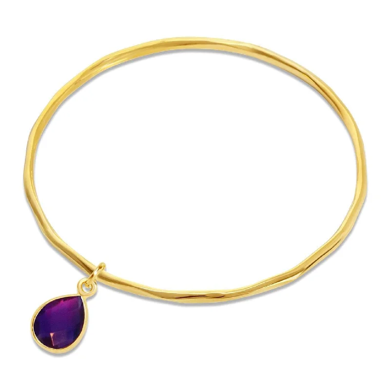 Chamm Bracelets for womenGold Amethyst Charm Bangle - February Birthstone