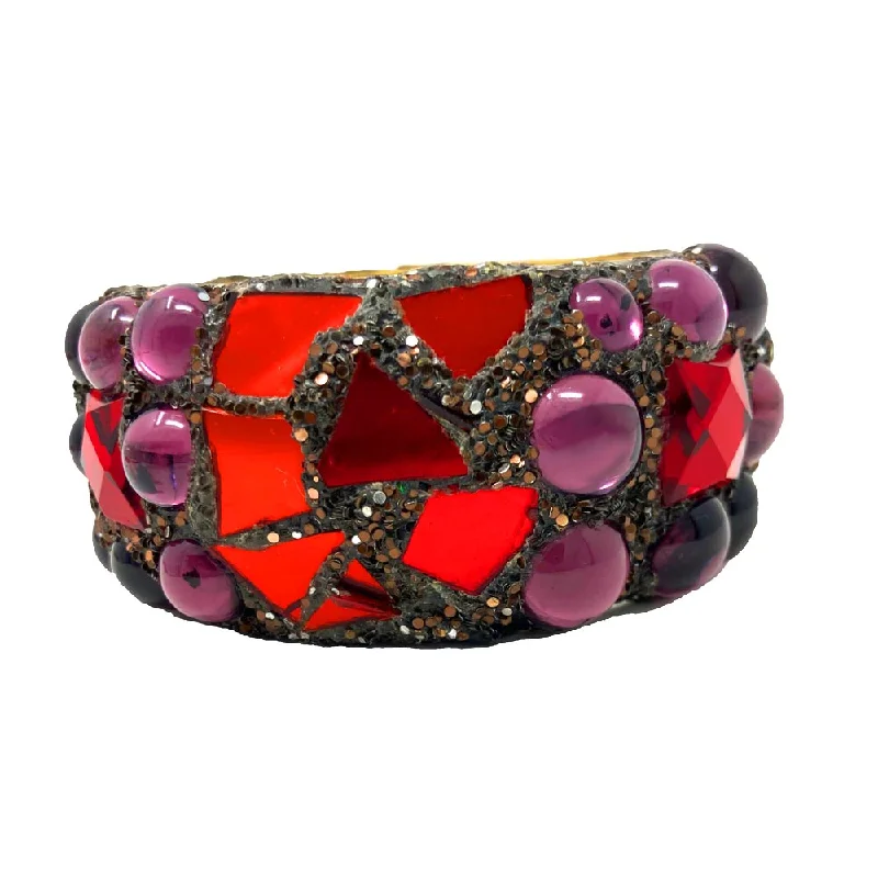 Bangle Bracelets with Adjustable Screw - Closures for a Secure FitRED AND PURPLE BANGLE